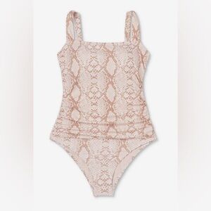 NWT Kona Sol Square Neck Ruched One Piece Snakeskin XL Swimsuit